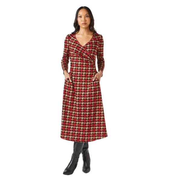 Principles Womens/Ladies Dogtooth Jacquard Wrap Midi Dress Red 12 UK
