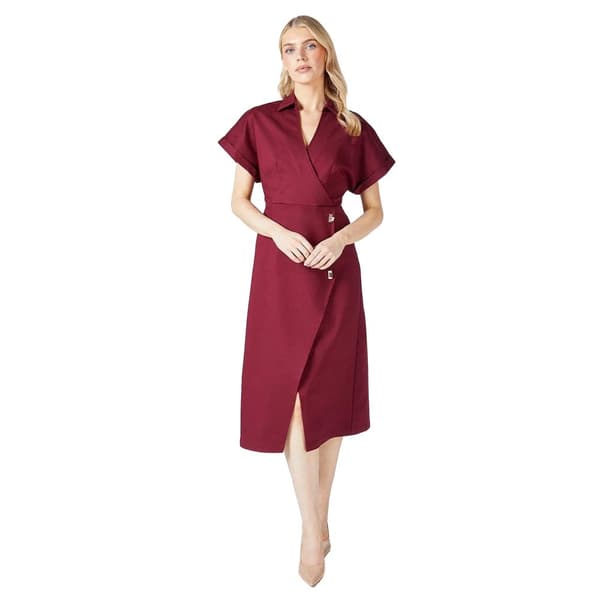 Principles Womens/Ladies Crepe Button Detail Wrap Dress Merlot 16 UK
