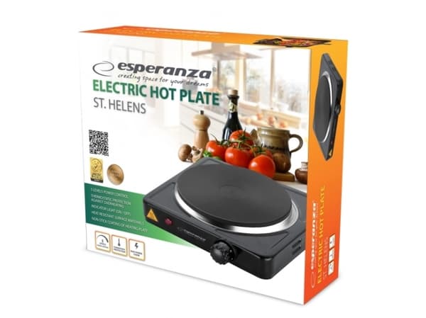 Esperanza ST. HELENS - Sähkökäyttöinen keittolevy - 1 kW - musta
