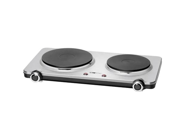 Clatronic DKP 3668 E, Sort, Rustfritt stål, Benkeplate, Innebygde kokeplater, Rustfritt stål, 2 zone(s), 2 zone(s)