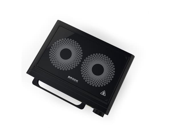 Brock Electronics TO 3502 BKI, Benkeplate, Svart, Roterende, Svart, Induksjonstopp med sone, 2 sone(r)
