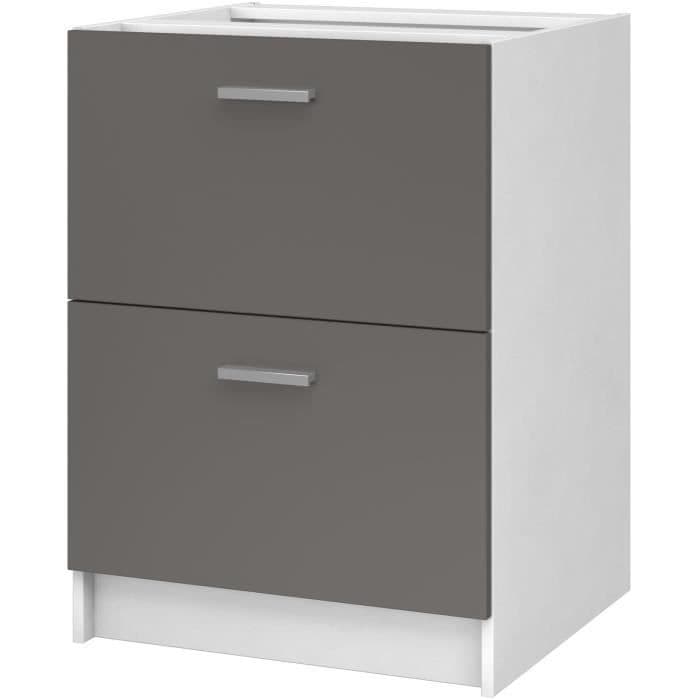 EXTRA - Lågt köksskåp 60 cm 2 lådor - Matt lergrå