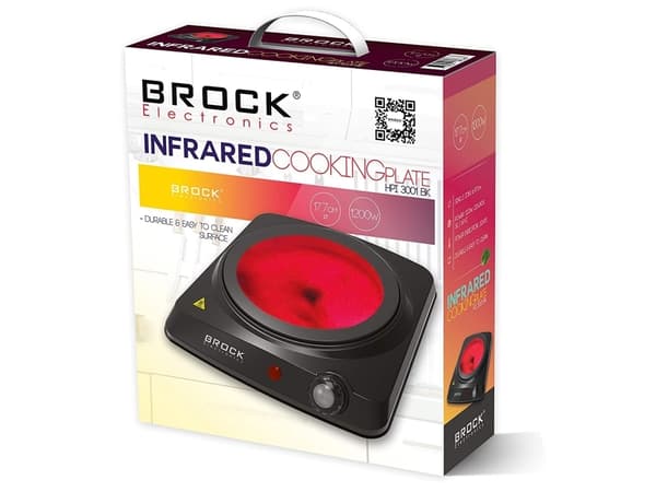 BROCK HPI 3001 BK Infrapuna-sähköliesi Yksipoltin 17,7 cm 1200 W Musta