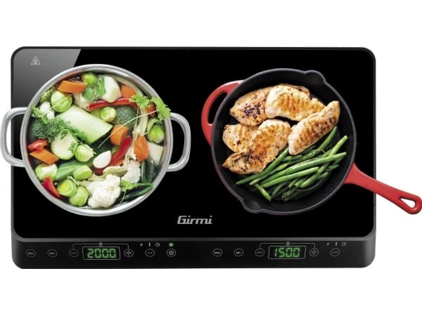 Girmi PI51, Sort, Benkeplate, 56 cm, Sonebasert induksjon, 2 zone(s), 2 zone(s)