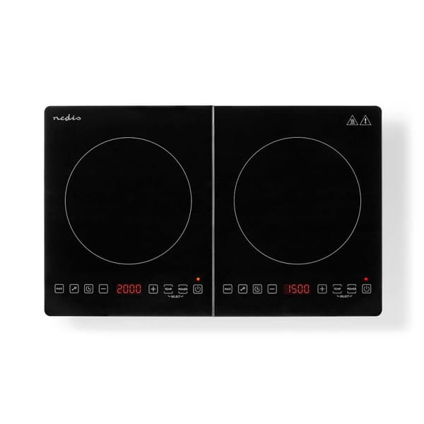 Nedis Induktionsplatta | Matlagningszoner: 2 | 3500 W | Överhettningsskydd | Svart | Timer | Turbo action | Barnlås