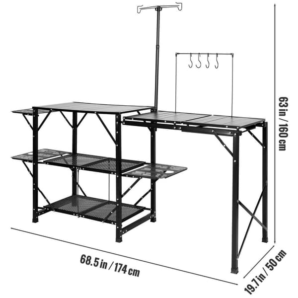 174x50x160cm hopfällbart bärbart campingkök i aluminium med diskbänk, bra stabilitet, enkel städning, lättinstallerad, bred applikation