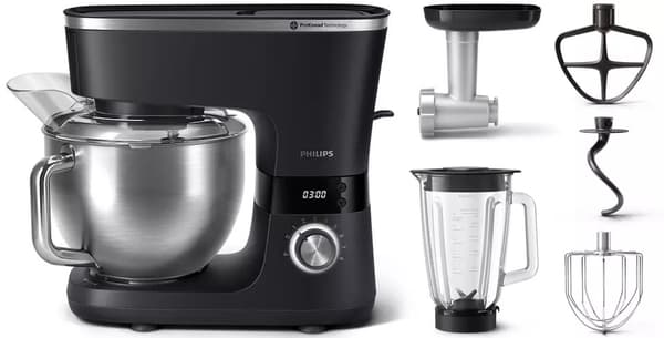 Philips Series 7000 Kitchen Machine HR7962/21, 5.5L Bowl, 8 speed settings, blender accessory, mincer accessory, 1000W