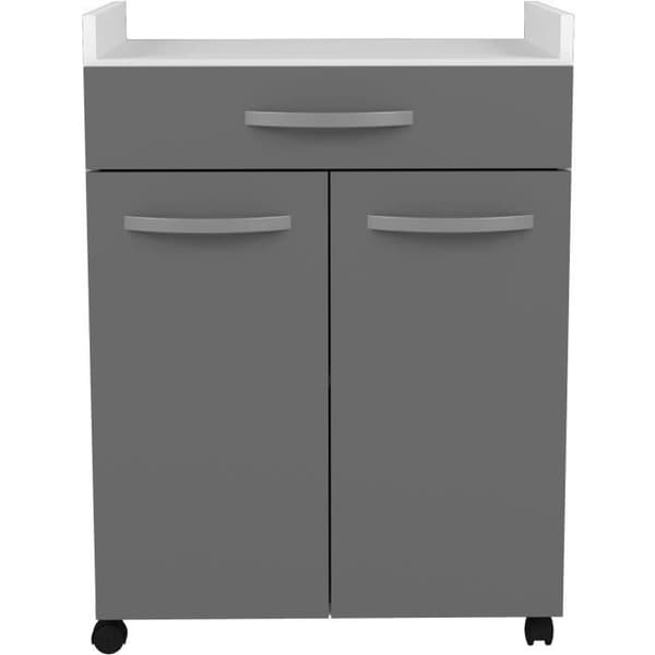 OSLO 60 cm skänk - 1 låda och 1 lucka - L 60 x D 44 x H 81 cm - Blank grå färg - EKIPA