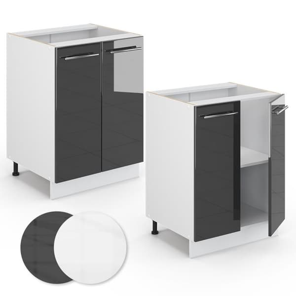 Fame-Line köksunderställ, 60 cm utan PT, anthracite hög glans, vit, Vicco