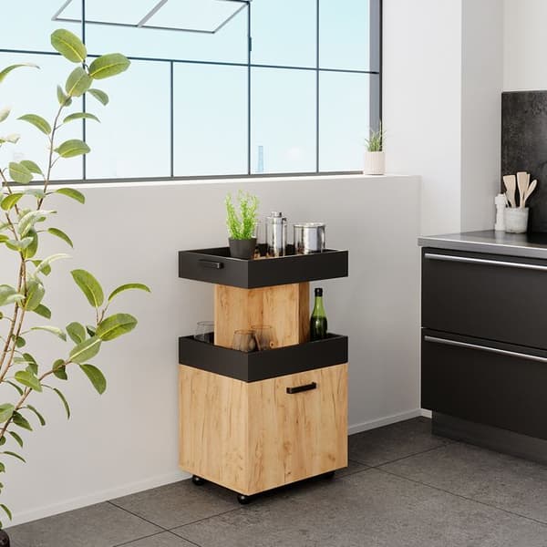 Kamber rullvagn, 50x88.6cm, Guldigt ek, Antracit, Vicco