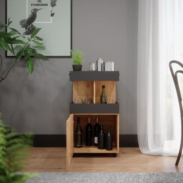 Kamber rullvagn, 50x88.6cm, Guldigt ek, Antracit, Vicco
