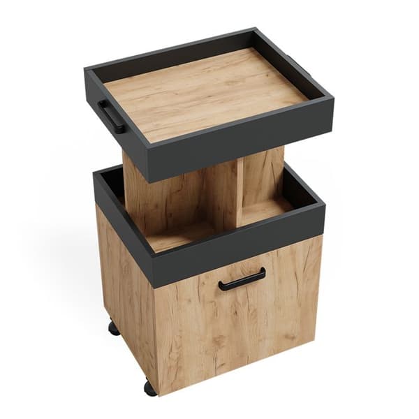 Kamber rullvagn, 50x88.6cm, Guldigt ek, Antracit, Vicco
