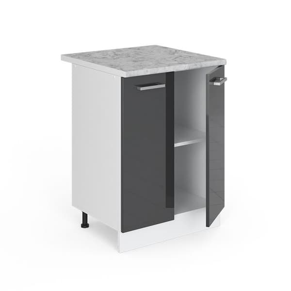 Köksunderdel R-Line, 60cm, PT Marmor, Antracit Hög glans, Vit, Vicco