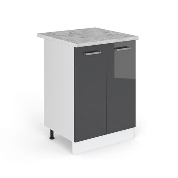 Köksunderdel R-Line, 60cm, PT Marmor, Antracit Hög glans, Vit, Vicco