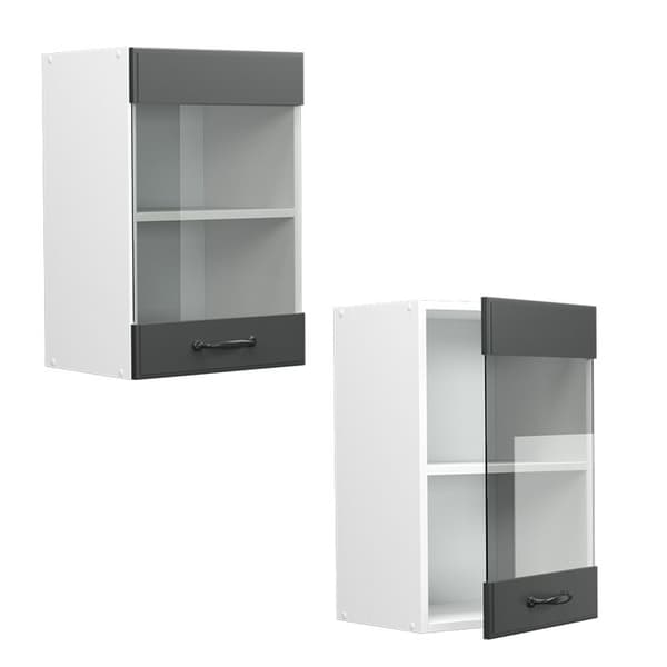 R-Line högglasat köksskåp, 40 cm, Country antracit, Vicco