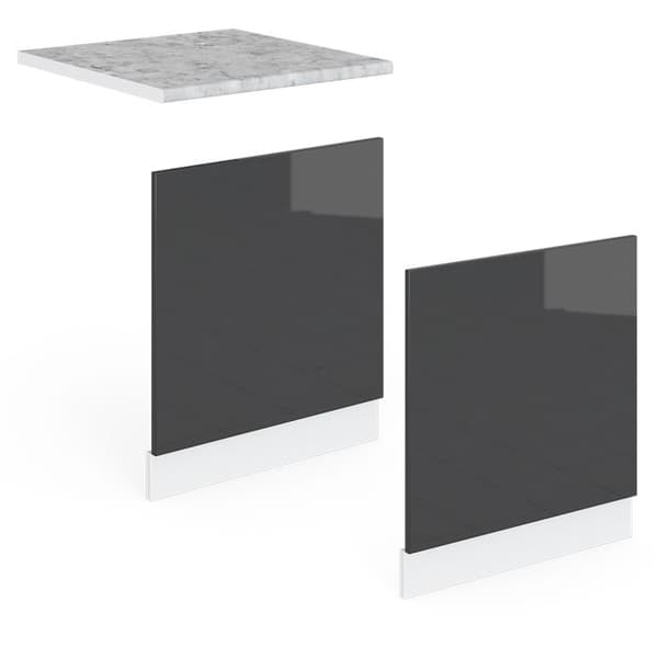 Façade R-Line, 60cm, PT Marmor, Anthracite Hög glans, Vit, Vicco