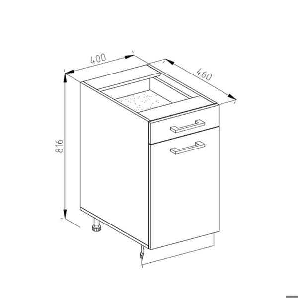 Köksmöbel R-Line, 40cm utan PT, Ädelgrå, Vit, Vicco