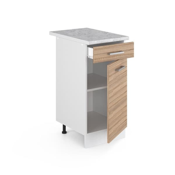 Köksmöbel R-Line, 40 cm, PT Marmor, Sonoma, Vit, Vicco