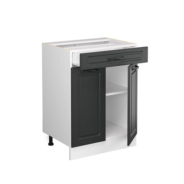 Köksmöbel R-Line, 60cm med låda, utan PT, Antracit landsbygd, Vit, Vicco