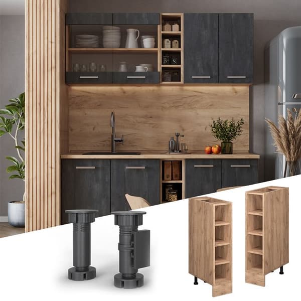 Etagère de cuisine R-Line, 20cm, AP Antracit, Guld ek, Guld ek, Vicco
