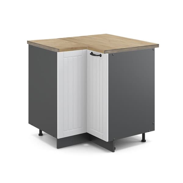 Fame-Line hörnsoffa, 80.5 cm, PT Ek, Vit lantlig, Antracit, Vicco