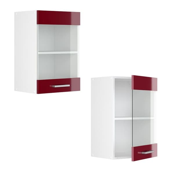 Högskåp med glasdörr VICCO R-Line Vit/Bordeaux Brilliant 40 cm