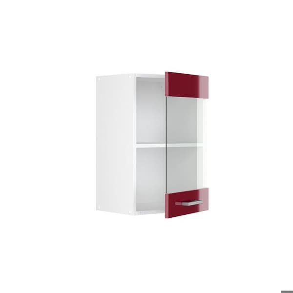 Högskåp med glasdörr VICCO R-Line Vit/Bordeaux Brilliant 40 cm
