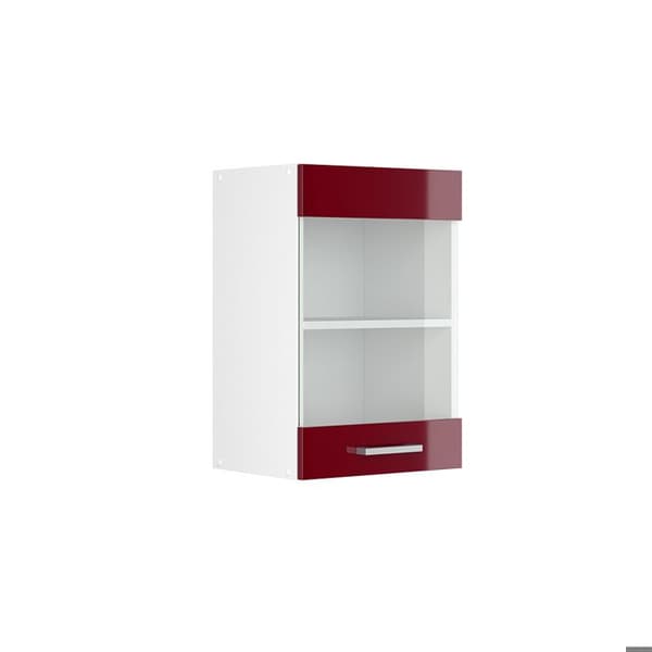 Högskåp med glasdörr VICCO R-Line Vit/Bordeaux Brilliant 40 cm