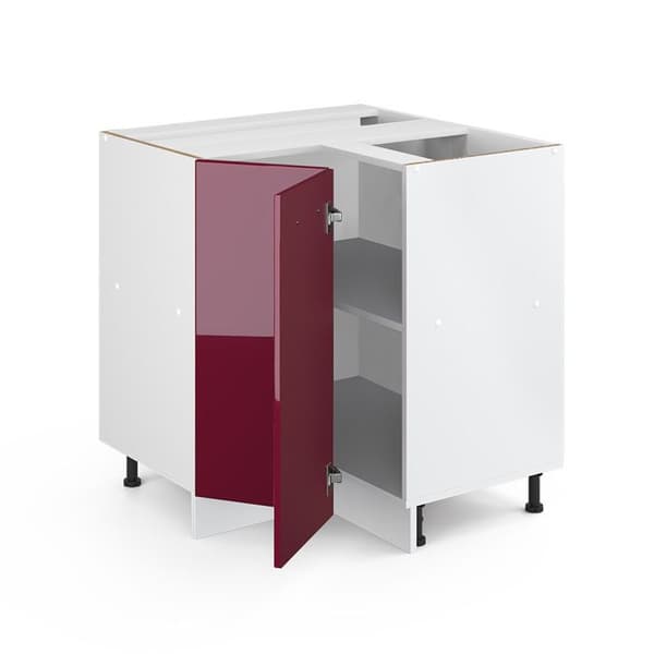 Hörnsoffbord R-Line, 75,6 cm utan PT, Bordeaux högglans, Vit, Vicco