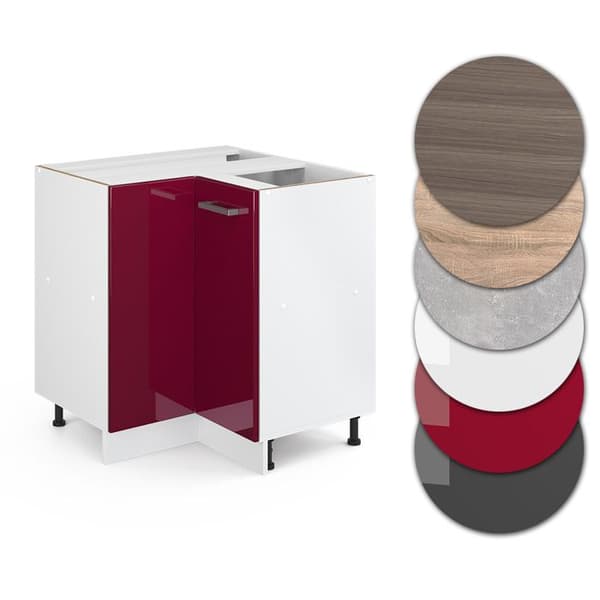 Hörnsoffbord R-Line, 75,6 cm utan PT, Bordeaux högglans, Vit, Vicco
