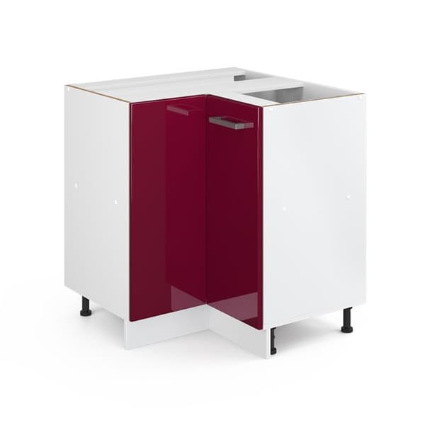 Hörnsoffbord R-Line, 75,6 cm utan PT, Bordeaux högglans, Vit, Vicco