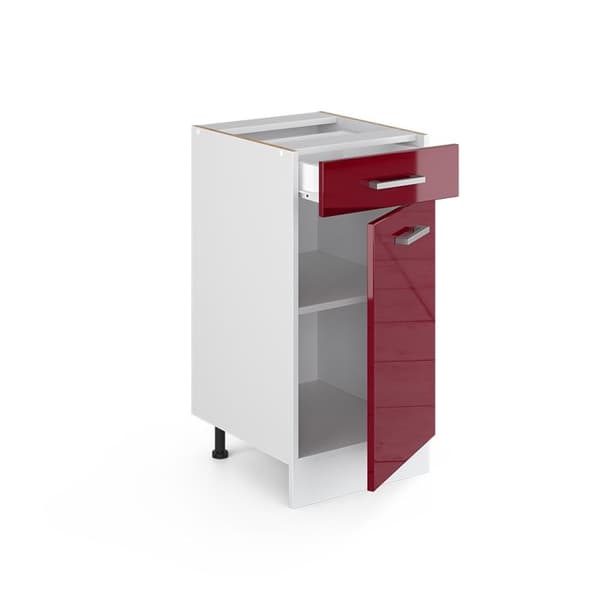 Köksmöbel R-Line, 40 cm utan PT, Bordeaux röd högglans, Vit, Vicco