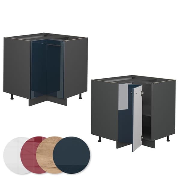 Fame-Line hörnsideboard, 80,5 cm, PT antracit, mörkblå blank, antracit, Vicco