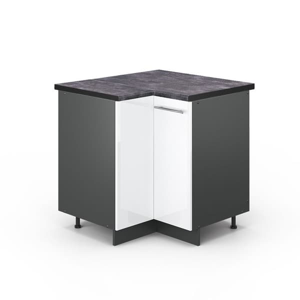 Fame-Line hörnmöbel, 80.5cm, PT Antracit, Vit högglans, Antracit, Vicco