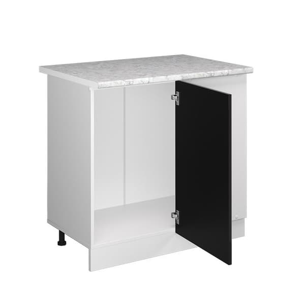 Hörnsoffa R-Line, 86 cm, PT Marmor, Svart högglans, Vit, Vicco