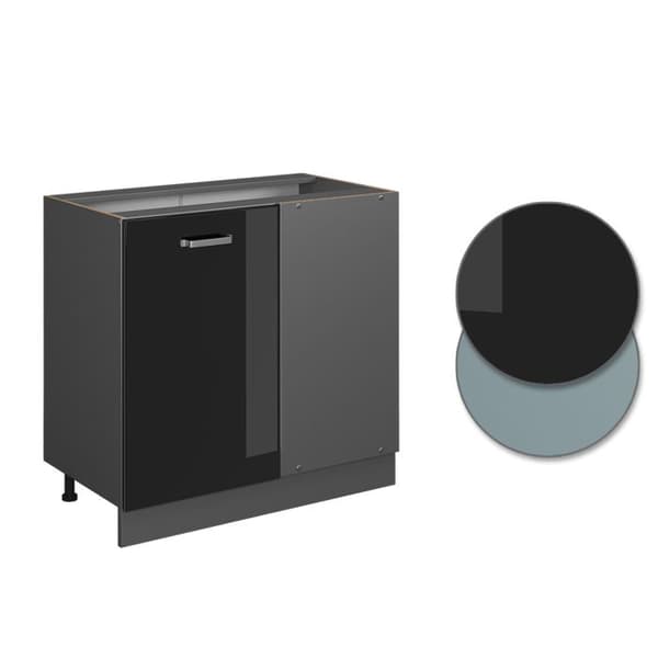 Vinkelmöbel R-Line, 86cm utan PT, Svart hög glans, Antracit, Vicco