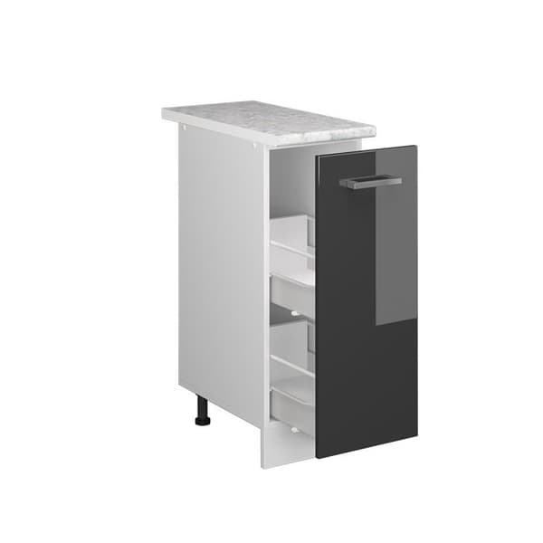 Köksmöbel R-Line, 30 cm, PT Marmor, Anthracite Hög glans, Vit, Vicco