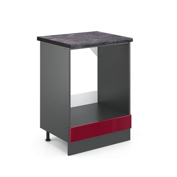R-Line skåp för ugn, 60 cm, PT Antracit, Bordeauxröd högblank, Antracit, Vicco