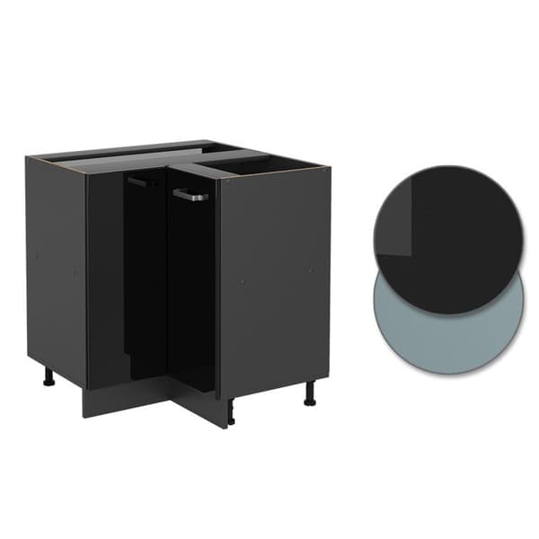 Hörnsoffa R-Line, 75.6cm utan PT, Svart högglans, Antracit, Vicco