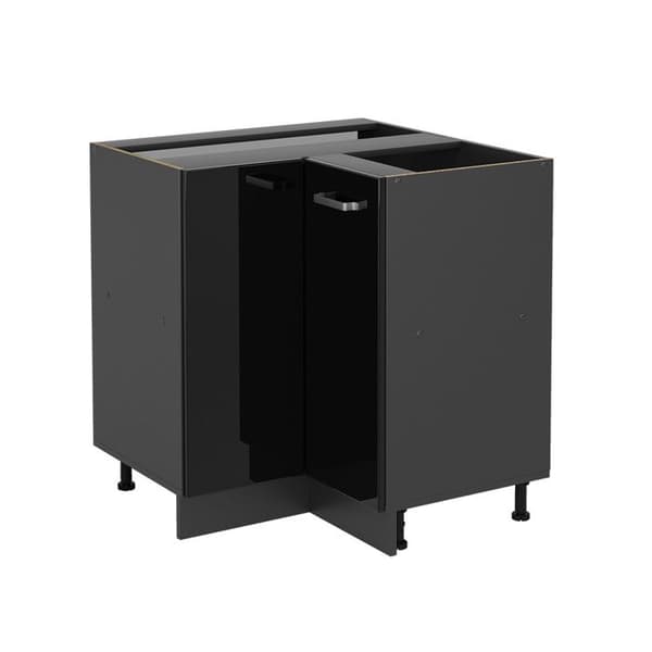 Hörnsoffa R-Line, 75.6cm utan PT, Svart högglans, Antracit, Vicco