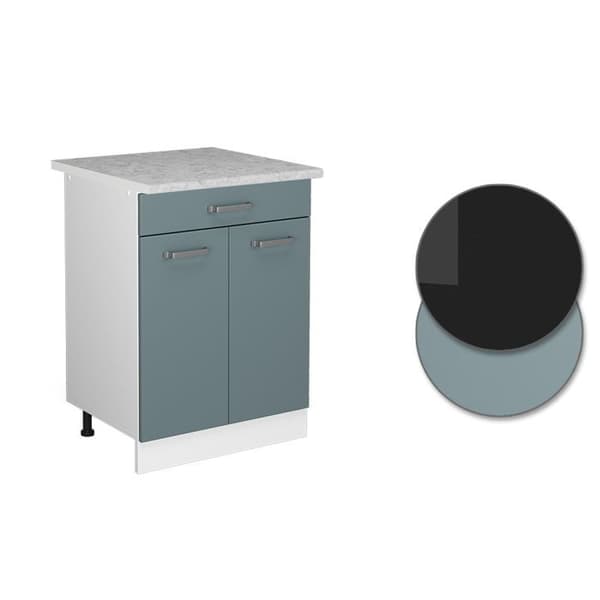 Köksmöbel R-Line, 60cm med låda, PT Marmor, Blå-grå, Vit, Vicco