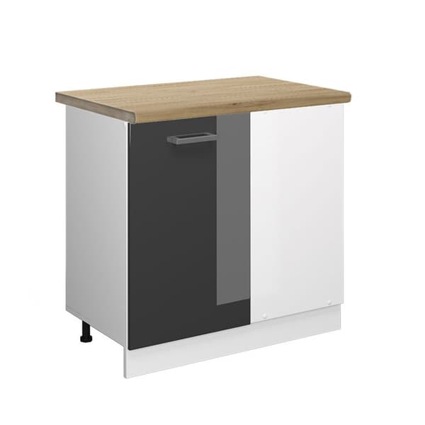 Hörnsoffa R-Line, 86 cm, PT Ek, Antracit Högglans, Vit, Vicco