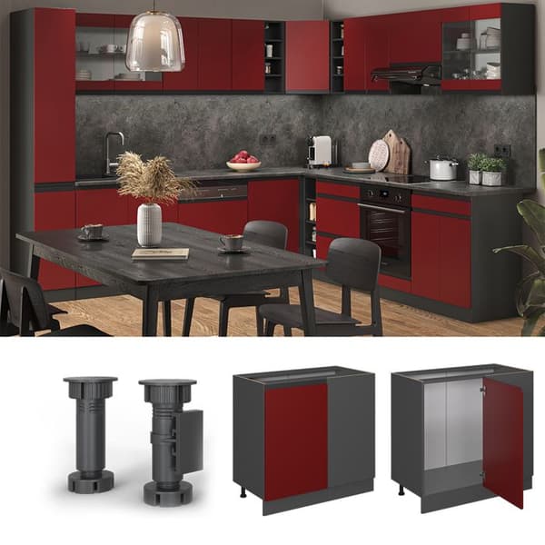 Hörmöbel R-Line, 86cm, PT Antracit, Röd, Antracit, Vicco