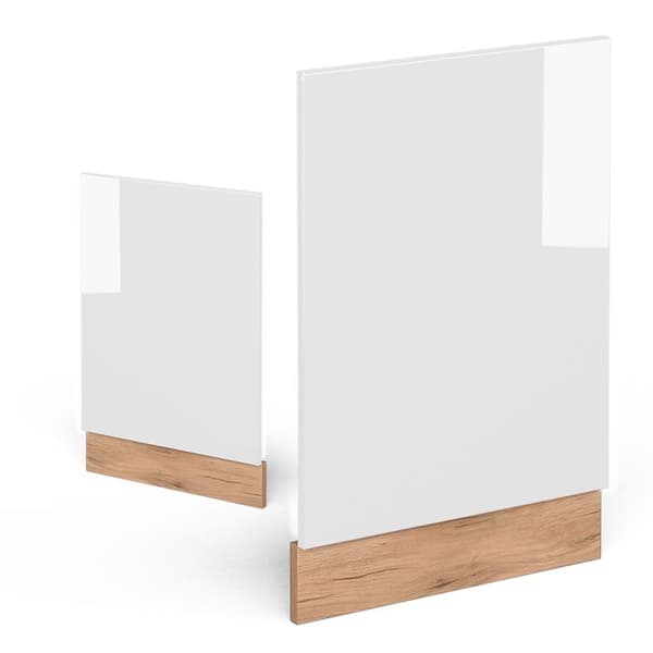 Façade R-Line, 45cm utan PT, Vit hög glans, Guld ek, Vicco