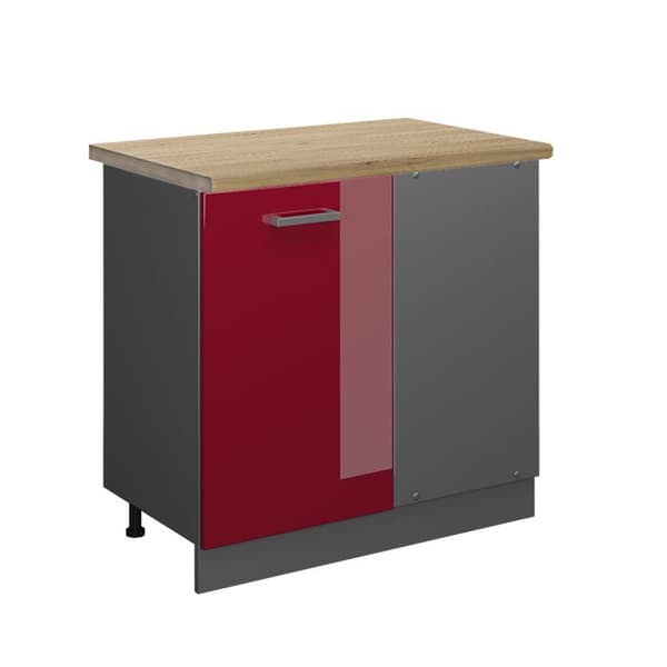 Hörnsoffa R-Line, 86 cm, PT Ek, Bordeaux högglans, Antracit, Vicco
