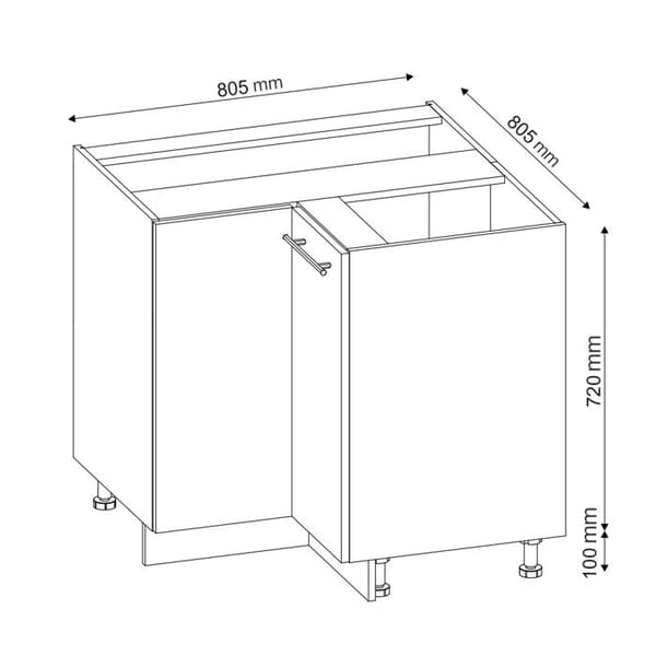Vinkelmöbel Fame-Line, 80.5cm, PT Ek, Röd vinröd hög glans, Gyllene styrkeek, Vicco