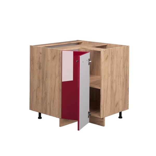 Vinkelmöbel Fame-Line, 80.5cm, PT Ek, Röd vinröd hög glans, Gyllene styrkeek, Vicco