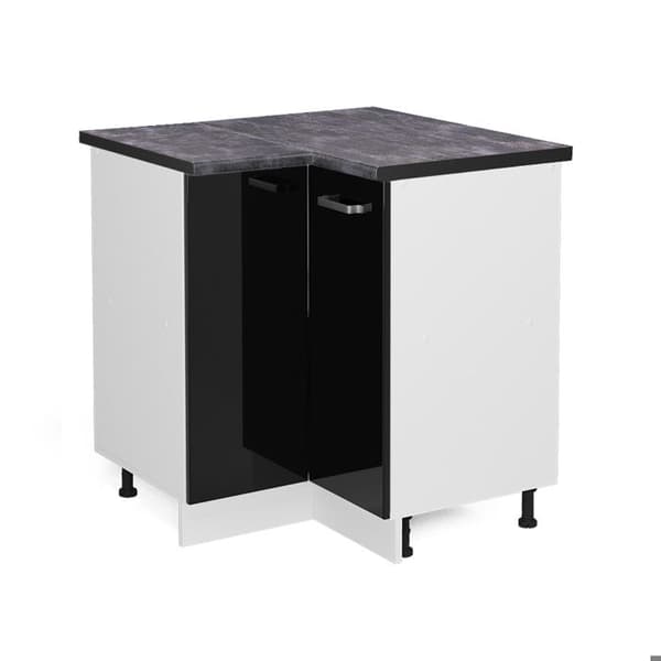 Hörnsoffa R-Line, 75,6 cm, PT antracit, svart hög glans, vit, Vicco