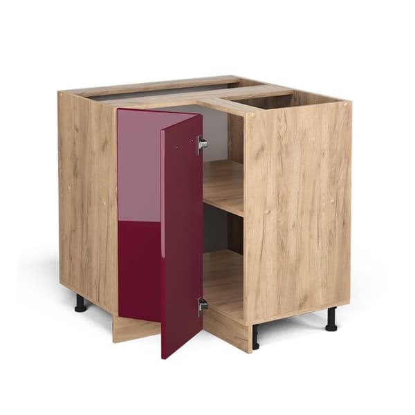 Hörnsoffmöbel R-Line, 75,6 cm, PT Antracit, Bordeauxröd hög glans, Guldstark ek, Vicco