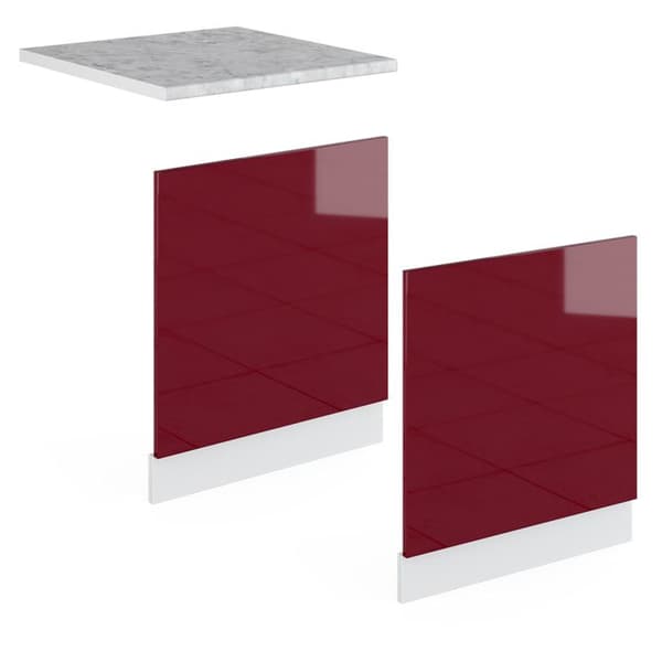 Façade R-Line, 60cm, PT Ek, Röd vinröd Hög glans, Vit, Vicco